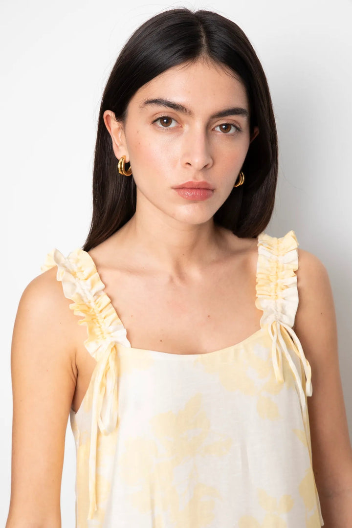 Zaha Dress Yellow Floral Print | Kjoler | Smuk
