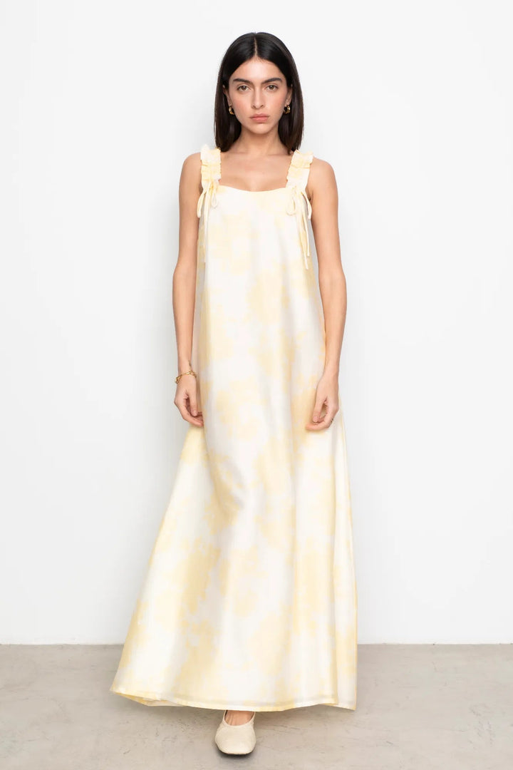Zaha Dress Yellow Floral Print | Kjoler | Smuk