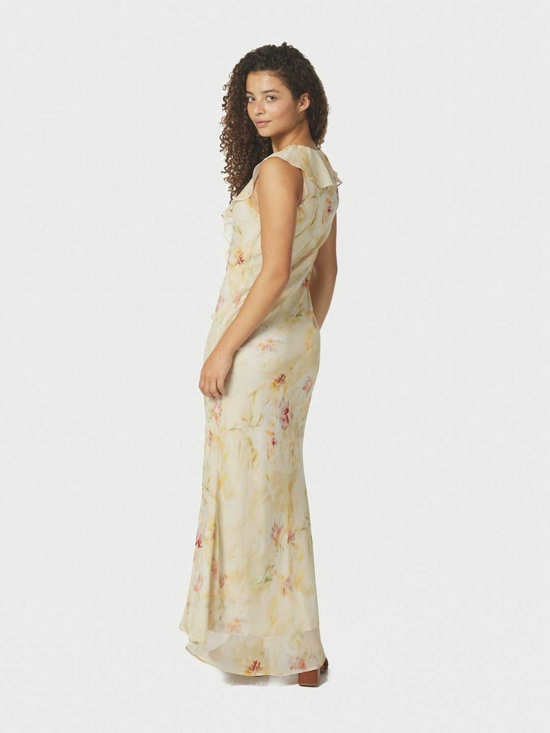 Zella Chiffon Print Dress Dusty Yellow | Kjoler | Smuk