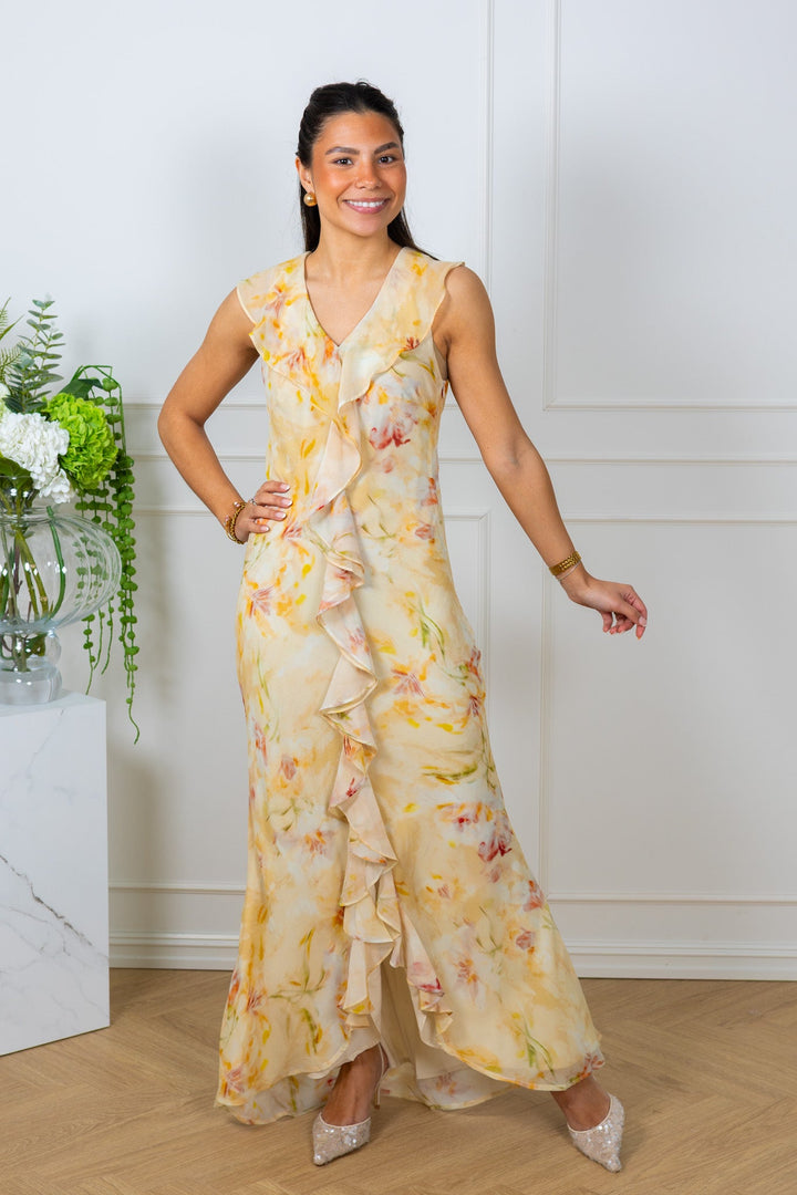 Zella Chiffon Print Dress Dusty Yellow | Kjoler | Smuk