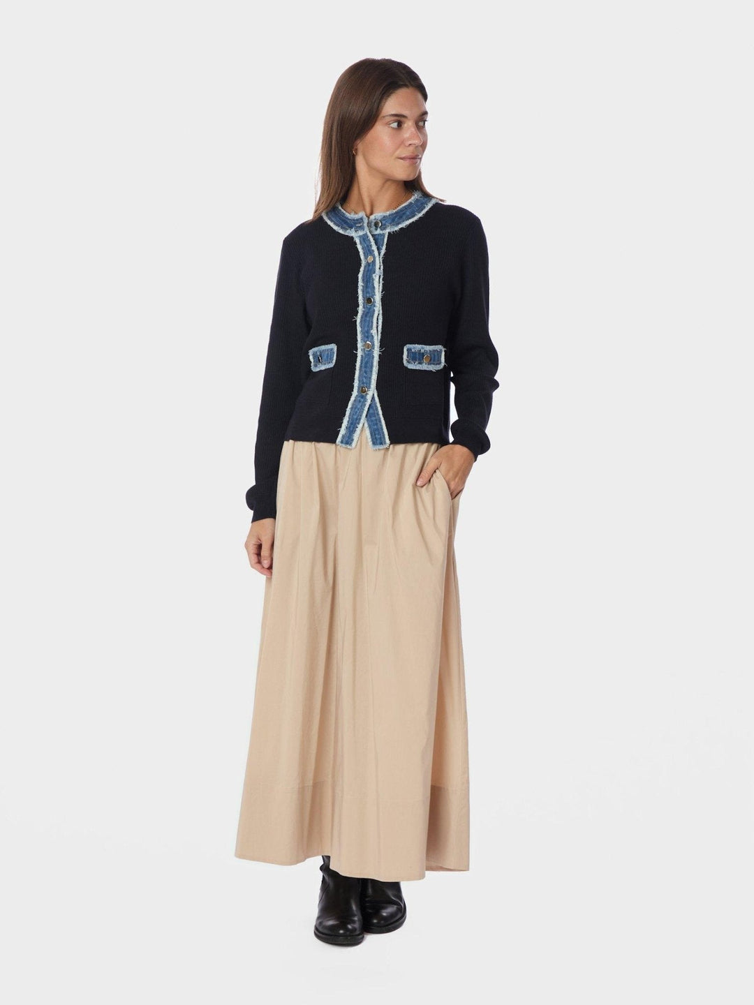 Zelma Knit Denim Cardigan Navy | Genser | Smuk