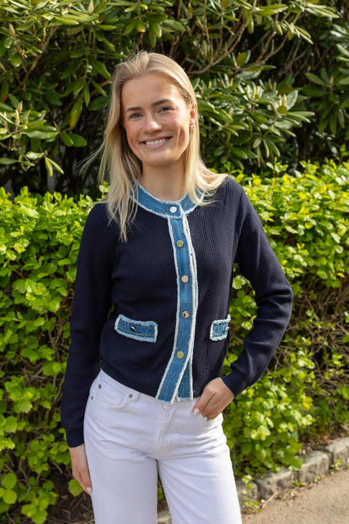 Zelma Knit Denim Cardigan Navy | Genser | Smuk