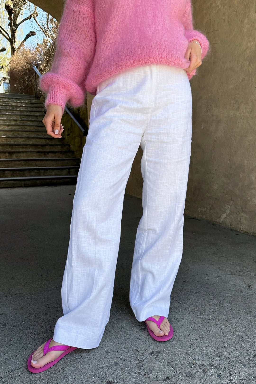 Alice Heavy Linen Pants White | Bukser | Smuk - Dameklær på nett