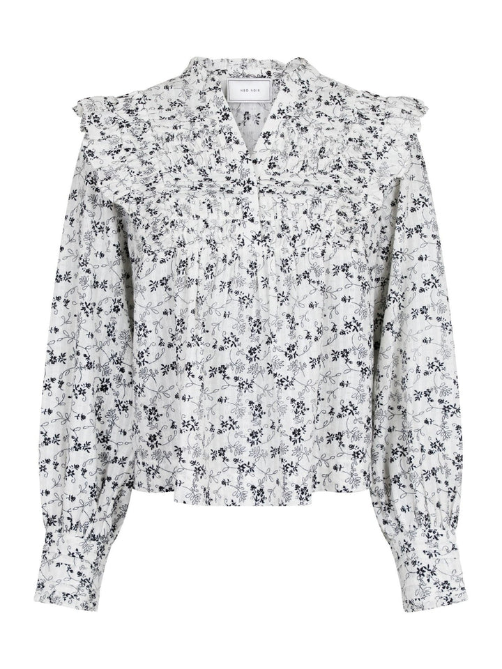 Alicia Stitch Flower Blouse Off White | Skjorter og bluser | Smuk - Dameklær på nett