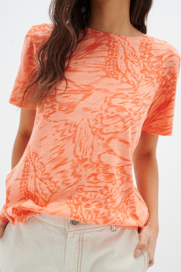 Almaiw Print Tshirt - Cantaloupe Big Abstract Butter | Topper | Smuk - Dameklær på nett