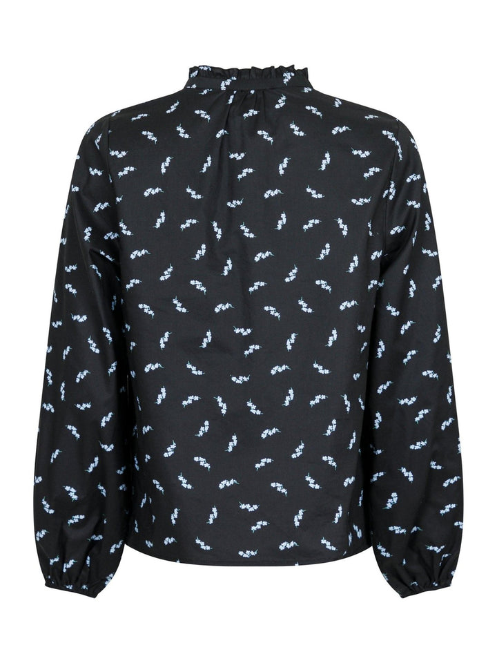 Anett Little Flower Blouse Black | Skjorter og bluser | Smuk - Dameklær på nett