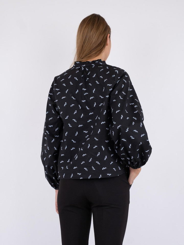 Anett Little Flower Blouse Black | Skjorter og bluser | Smuk - Dameklær på nett