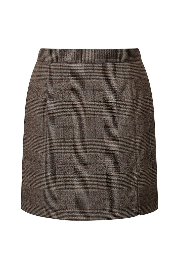 Annali Check Skirt Brown | Skjørt | Smuk - Dameklær på nett