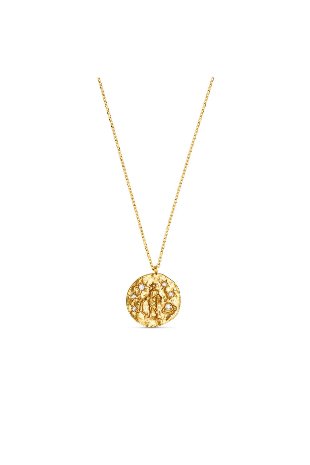 Aquarius Zodiac Medallion Necklace Pale Gold | Accessories | Smuk - Dameklær på nett