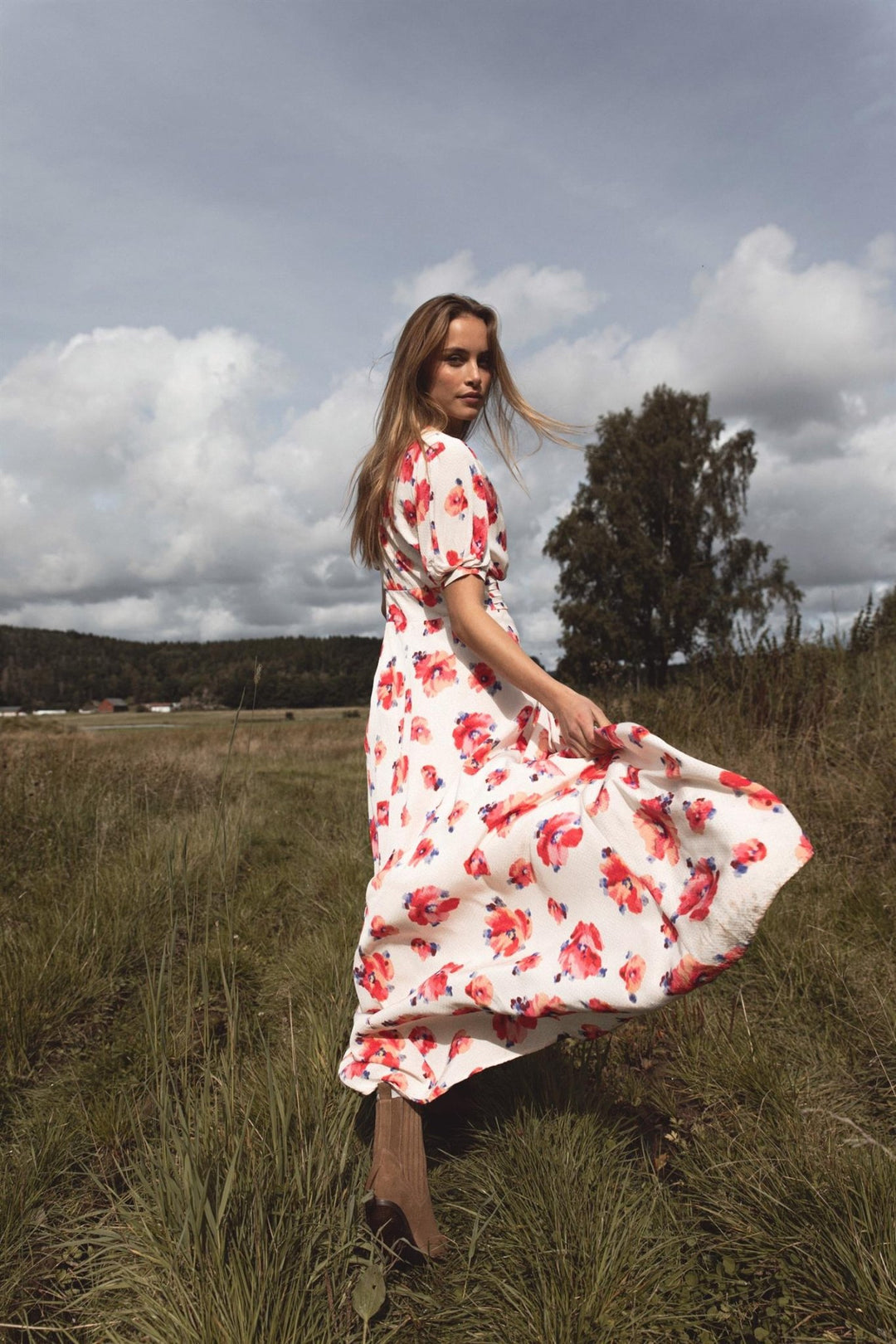 Athalia Dress Pink Mallow Print | Kjoler | Smuk - Dameklær på nett