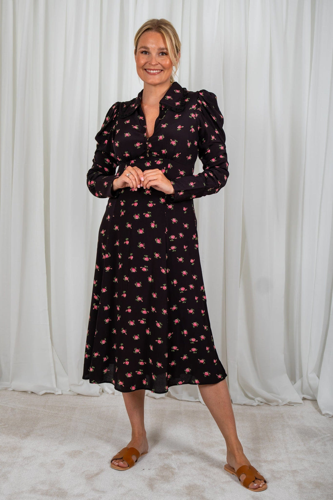 Autumn Collar Dress Roses | Kjoler | Smuk - Dameklær på nett