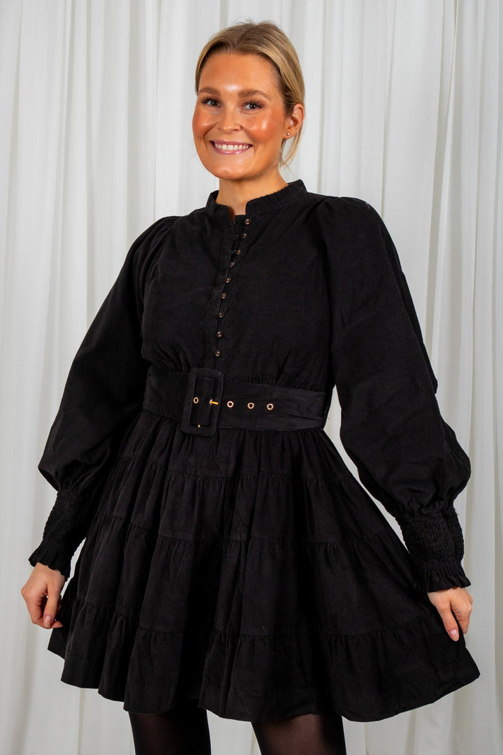 Baby Cord Belt Dress Black | Kjoler | Smuk - Dameklær på nett