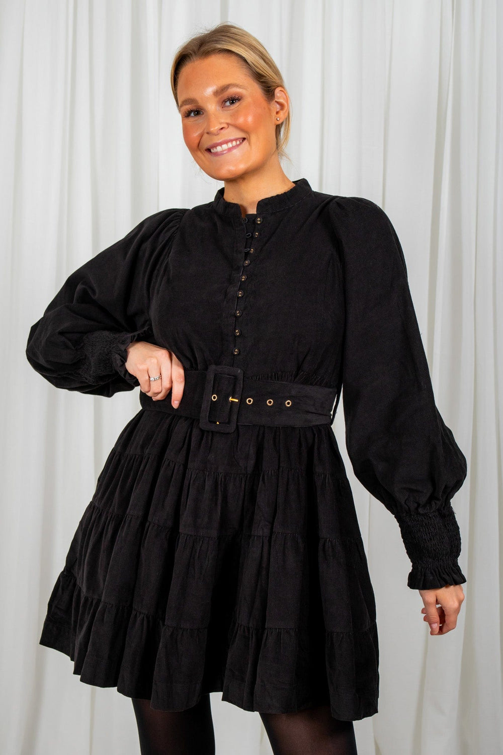 Baby Cord Belt Dress Black | Kjoler | Smuk - Dameklær på nett