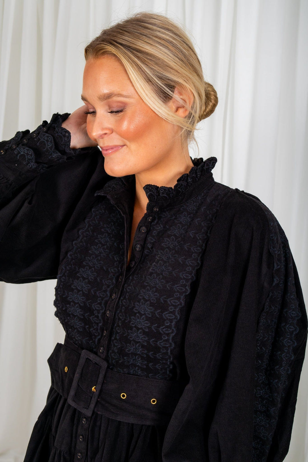 Baby Cord Belted Dress Black | Kjoler | Smuk - Dameklær på nett