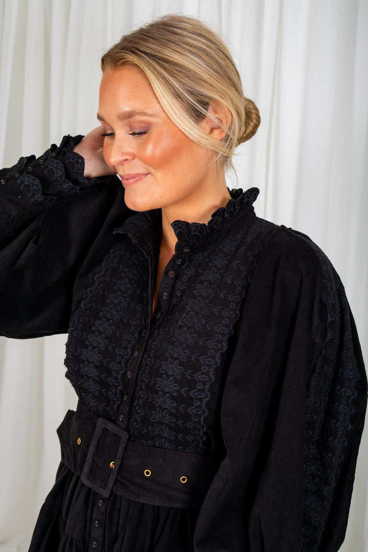 Baby Cord Belted Dress Black | Kjoler | Smuk - Dameklær på nett