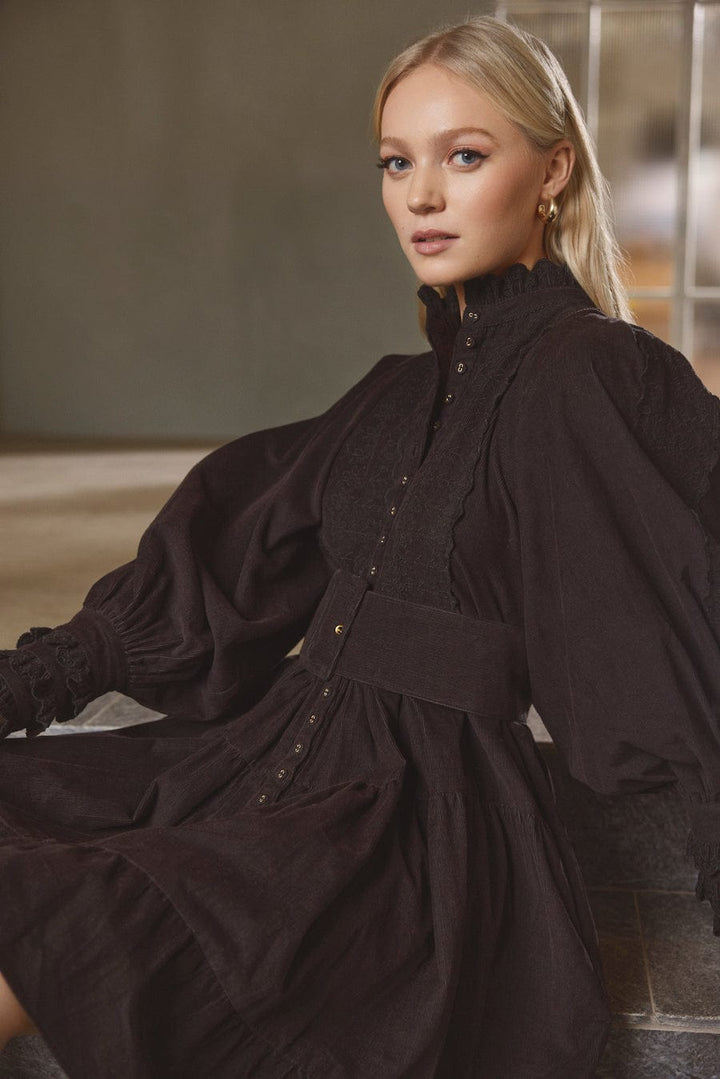 Baby Cord Belted Dress Black | Kjoler | Smuk - Dameklær på nett