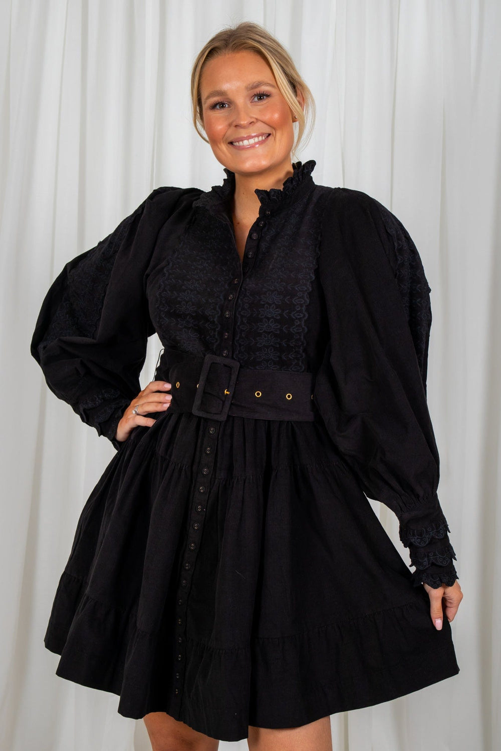 Baby Cord Belted Dress Black | Kjoler | Smuk - Dameklær på nett
