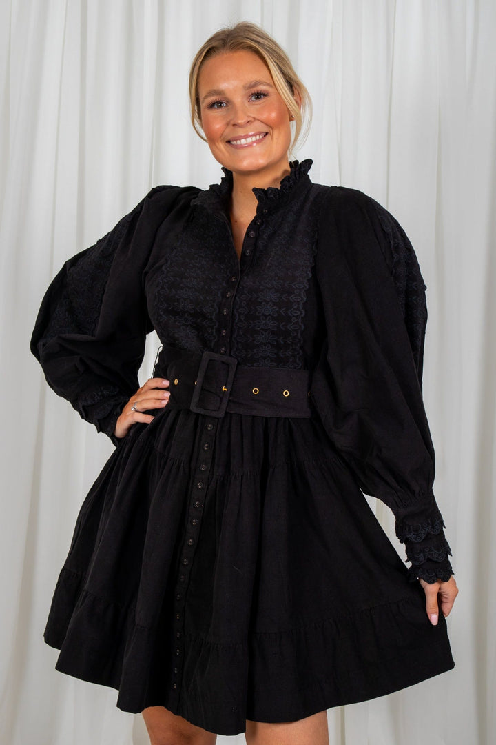 Baby Cord Belted Dress Black | Kjoler | Smuk - Dameklær på nett