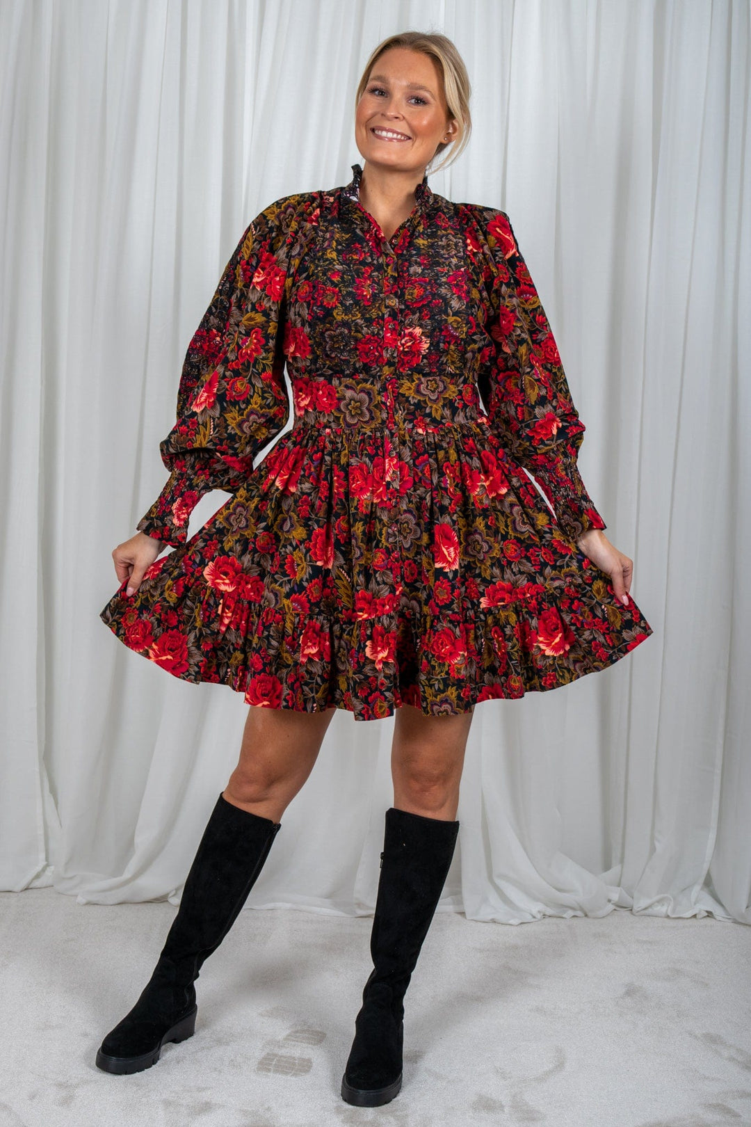 Baby Cord Mini Dress Winter Roses | Kjoler | Smuk - Dameklær på nett