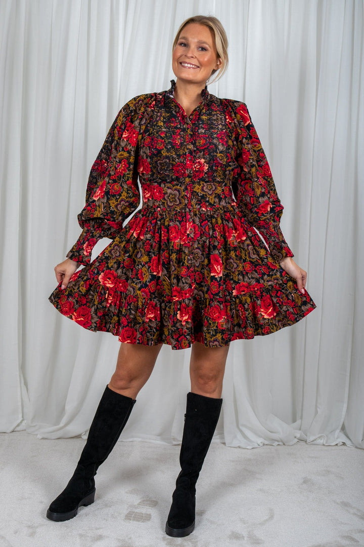 Baby Cord Mini Dress Winter Roses | Kjoler | Smuk - Dameklær på nett
