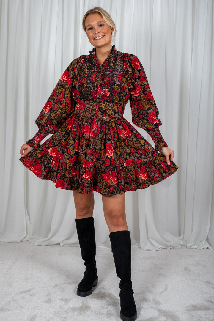 Baby Cord Mini Dress Winter Roses | Kjoler | Smuk - Dameklær på nett