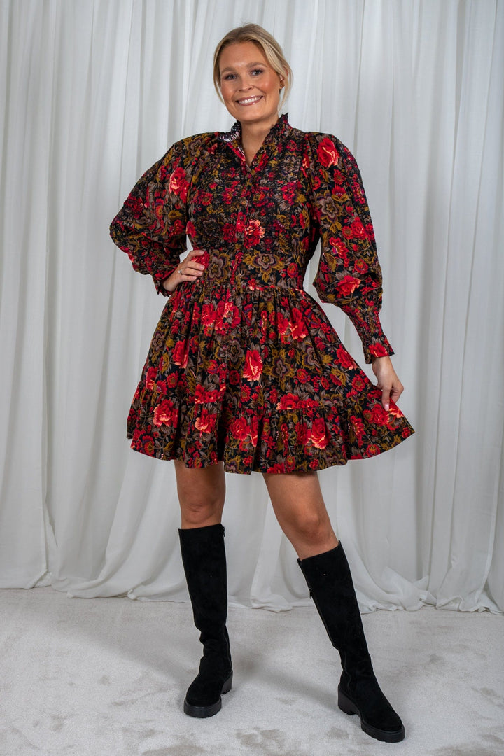 Baby Cord Mini Dress Winter Roses | Kjoler | Smuk - Dameklær på nett