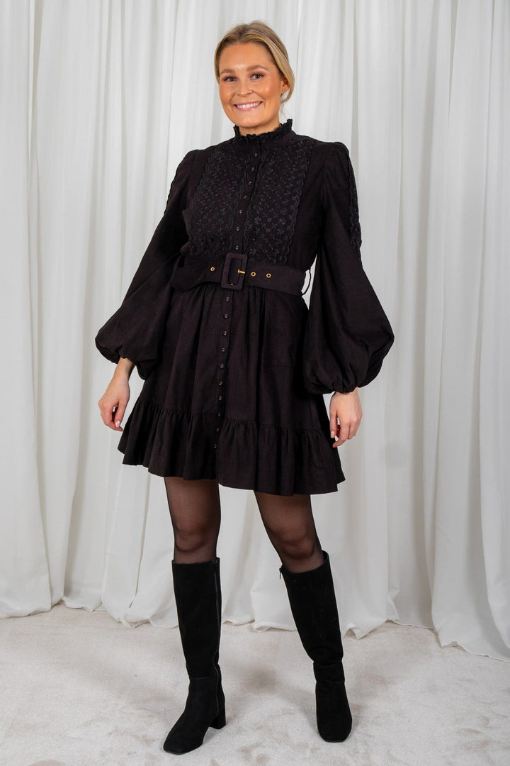 Baby Cord Shirt Dress Black | Kjoler | Smuk - Dameklær på nett