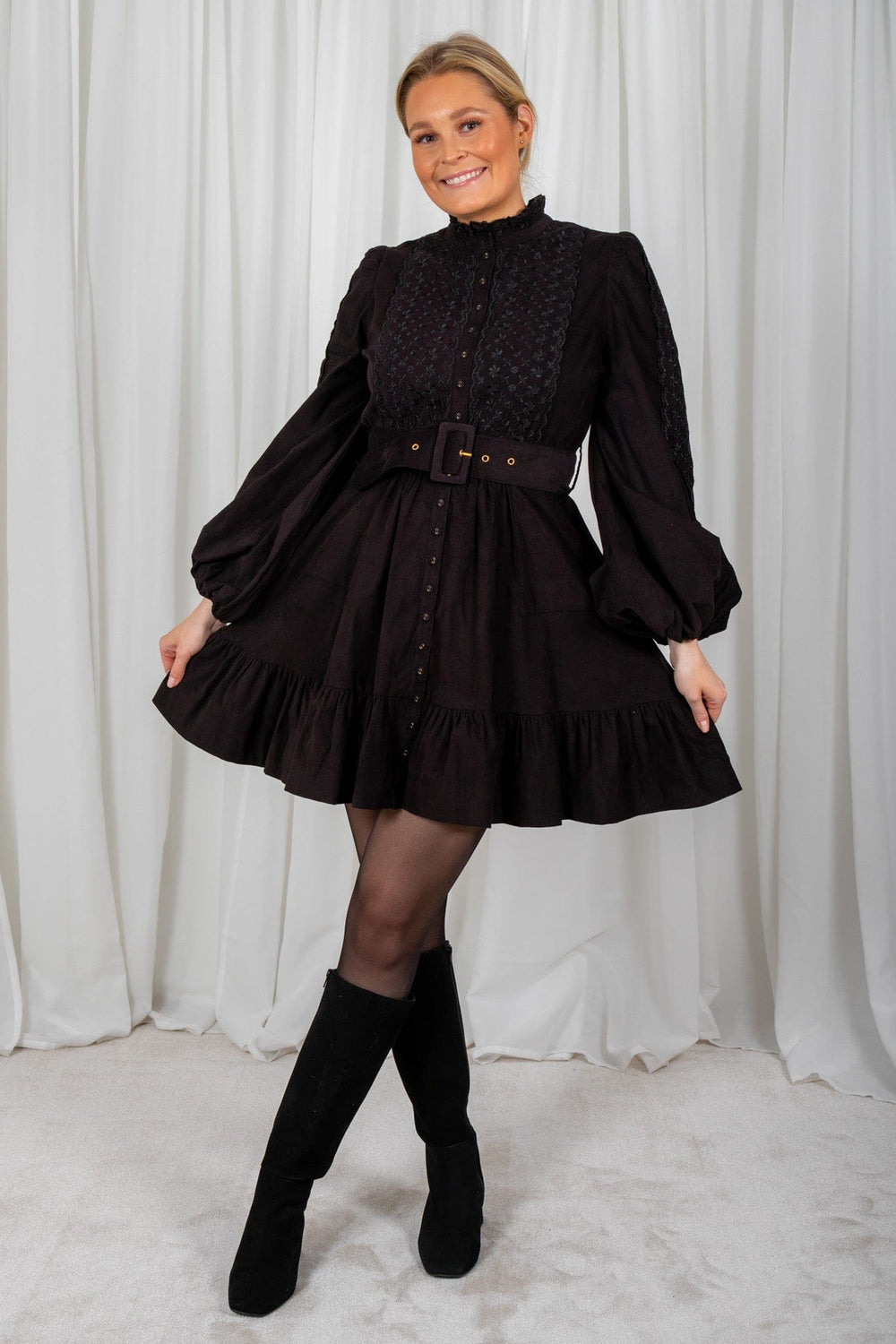 Baby Cord Shirt Dress Black | Kjoler | Smuk - Dameklær på nett