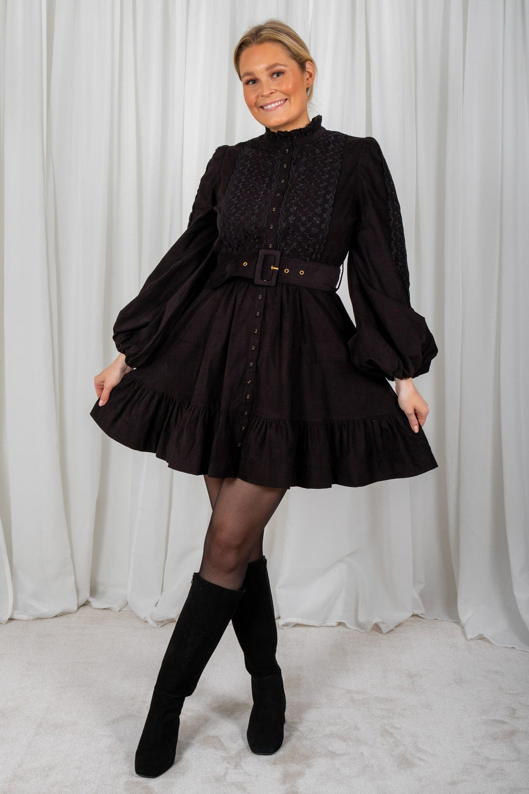 Baby Cord Shirt Dress Black | Kjoler | Smuk - Dameklær på nett