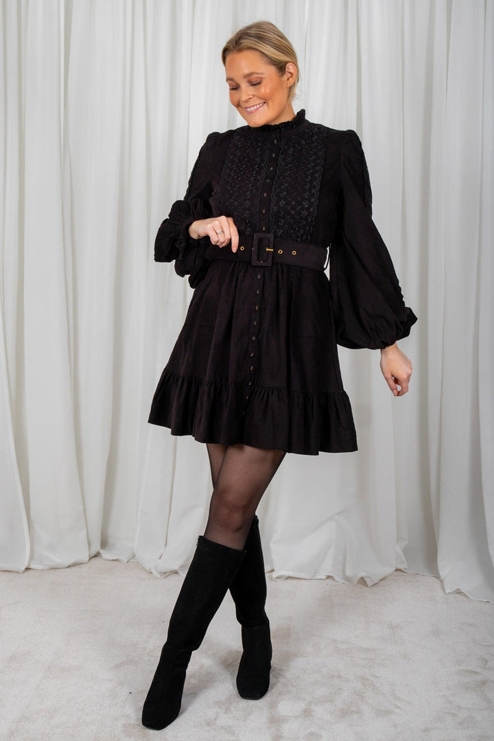 Baby Cord Shirt Dress Black | Kjoler | Smuk - Dameklær på nett