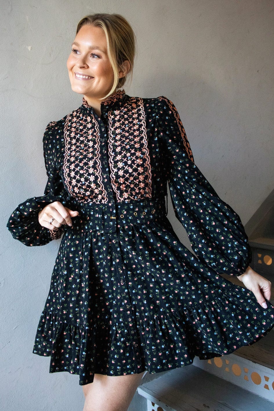 Baby Cord Shirt Dress Dark Blossom | Kjoler | Smuk - Dameklær på nett