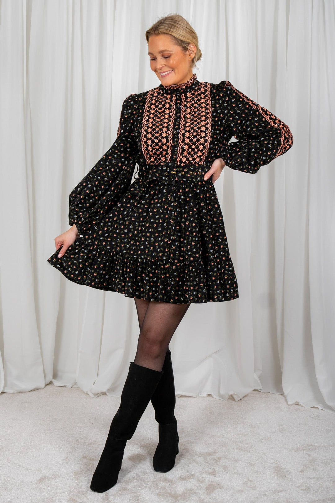 Baby Cord Shirt Dress Dark Blossom | Kjoler | Smuk - Dameklær på nett