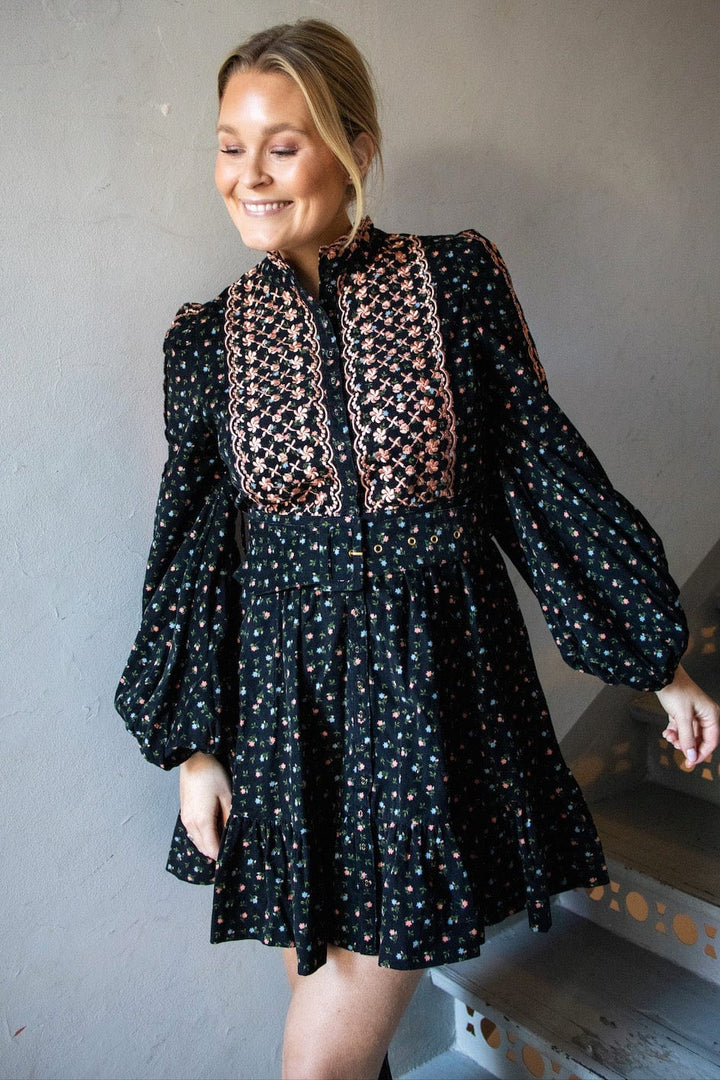Baby Cord Shirt Dress Dark Blossom | Kjoler | Smuk - Dameklær på nett