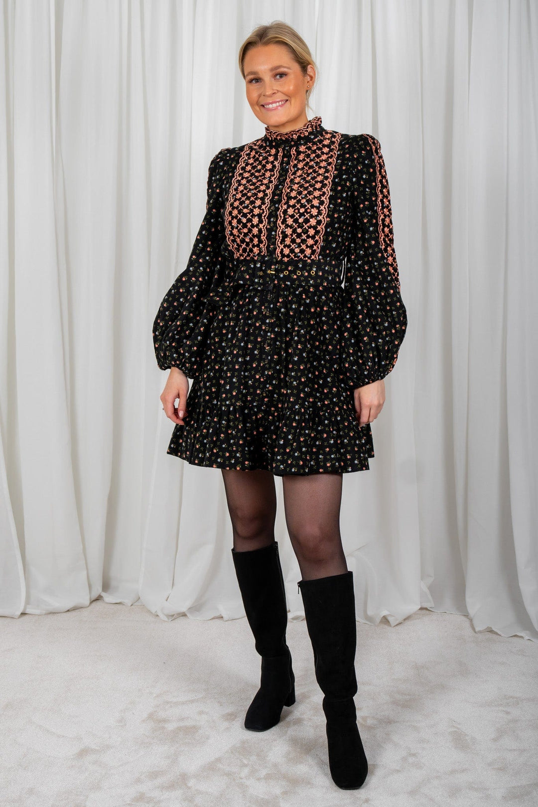 Baby Cord Shirt Dress Dark Blossom | Kjoler | Smuk - Dameklær på nett