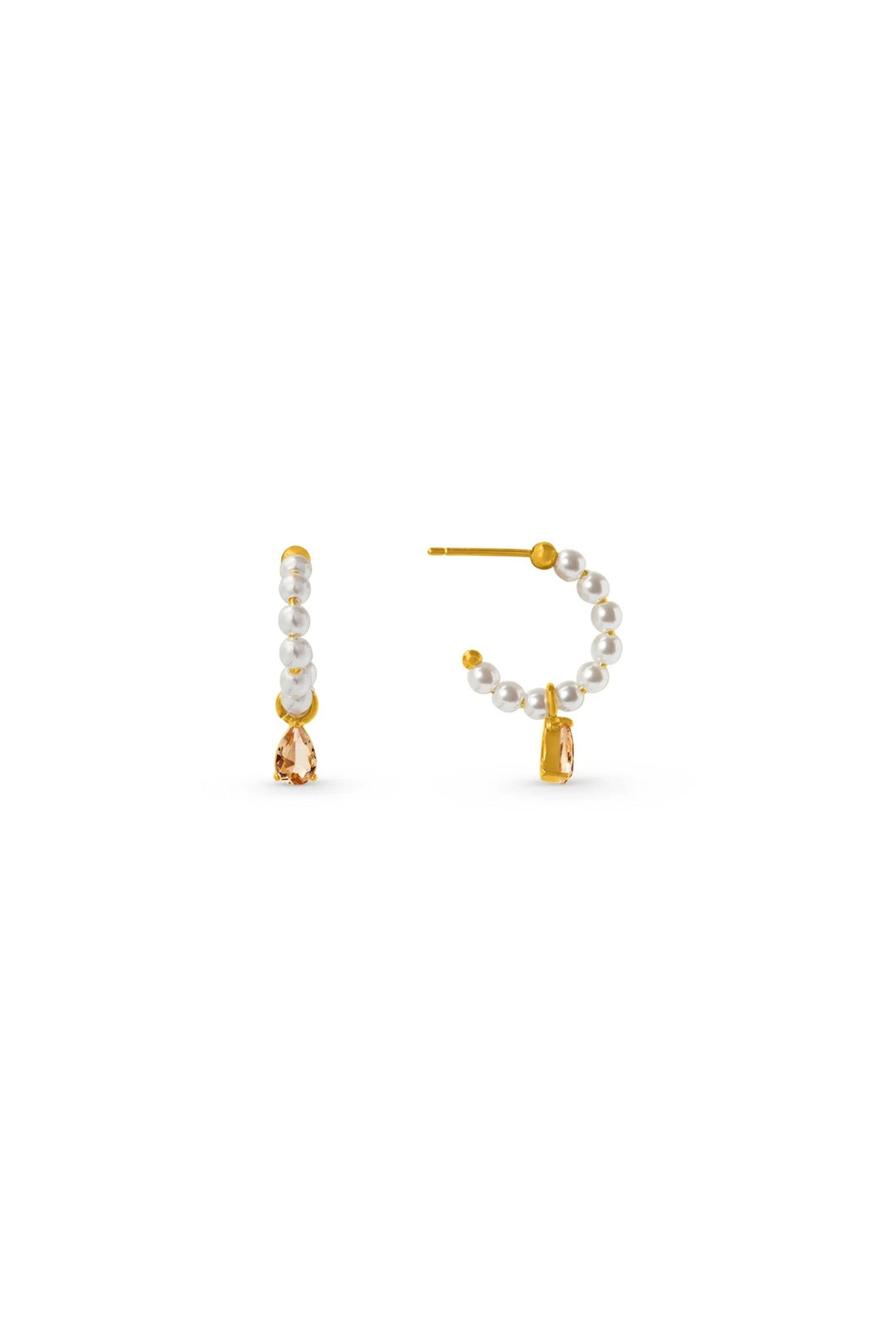 Beaded Pearl Teardrop Hoop Pale Gold | Accessories | Smuk - Dameklær på nett