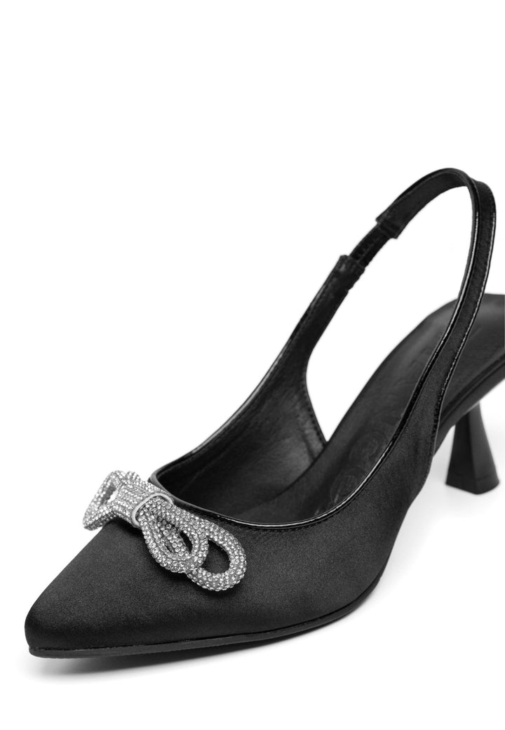 Biapretty Crystal Bow Sling Back Satin Black | Sko | Smuk - Dameklær på nett