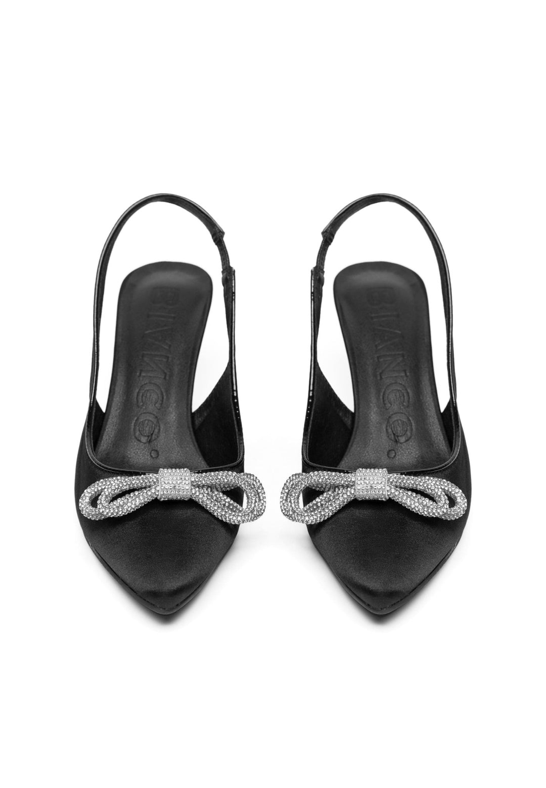 Biapretty Crystal Bow Sling Back Satin Black | Sko | Smuk - Dameklær på nett