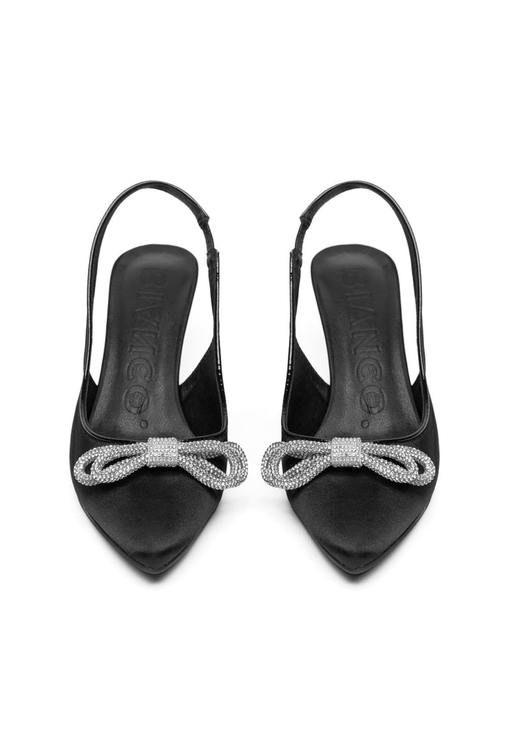 Biapretty Crystal Bow Sling Back Satin Black | Sko | Smuk - Dameklær på nett