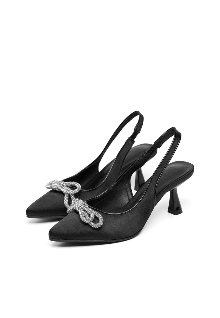 Biapretty Crystal Bow Sling Back Satin Black | Sko | Smuk - Dameklær på nett