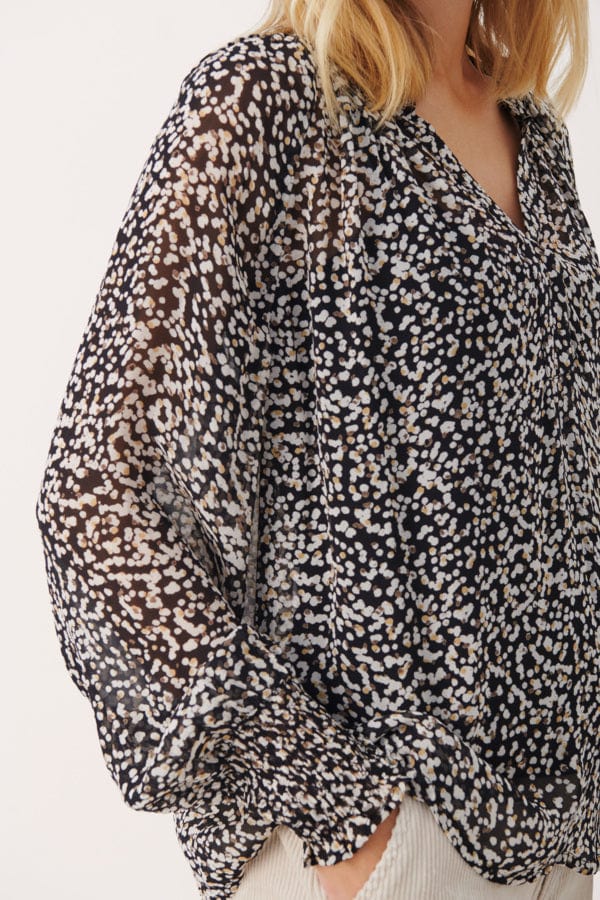 Black Dot Print Kettapw Blouse | Skjorter og bluser | Smuk - Dameklær på nett
