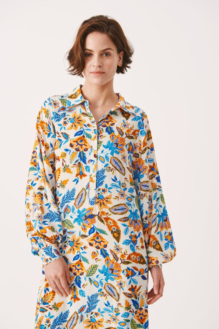 Blue Craft Flower Shirapw Dress | Kjoler | Smuk - Dameklær på nett