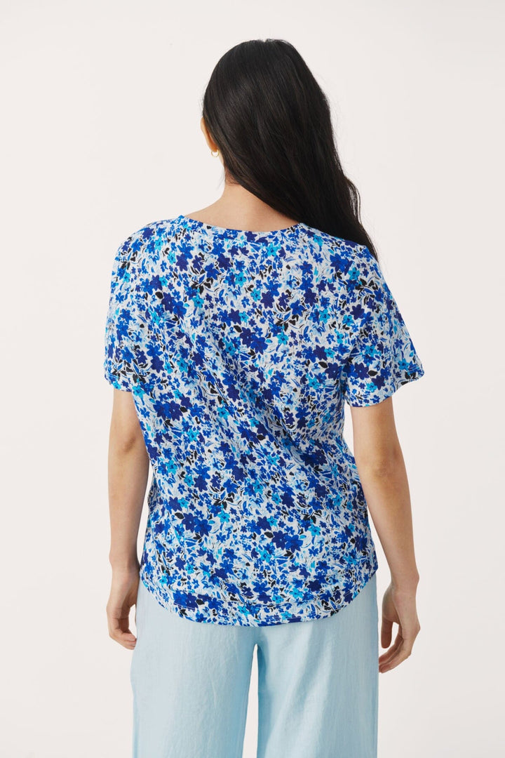 Blue Flower Print Nemiaspw T-Shirt | Topper | Smuk - Dameklær på nett