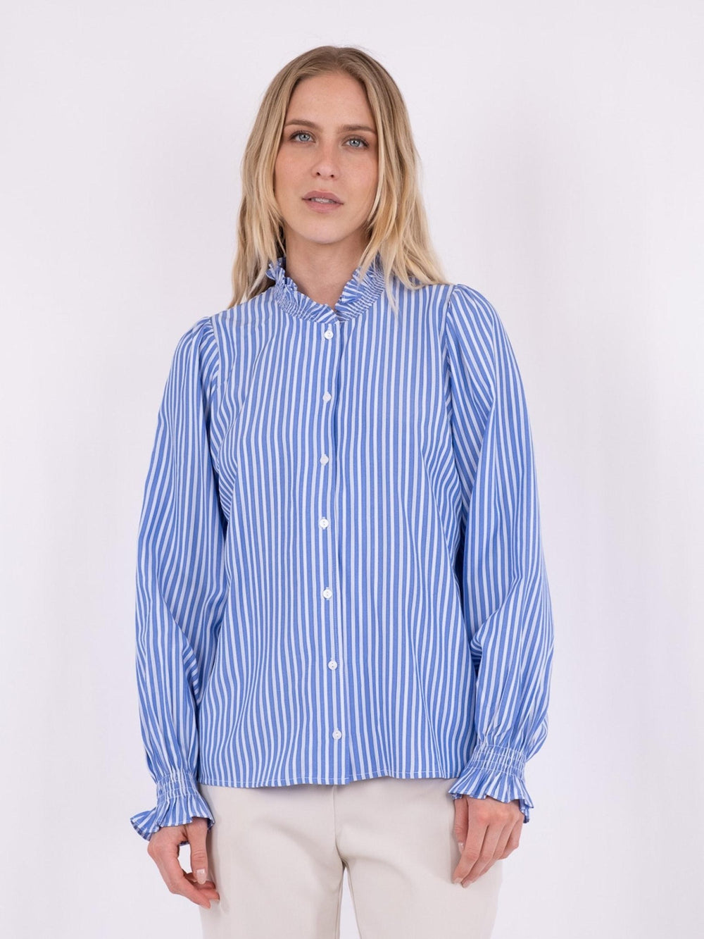 Brianna Stripe Blouse Blue | Skjorter og bluser | Smuk - Dameklær på nett