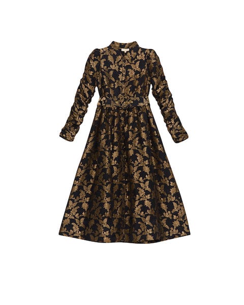 Brocade Button Down Dress Black | Kjoler | Smuk - Dameklær på nett
