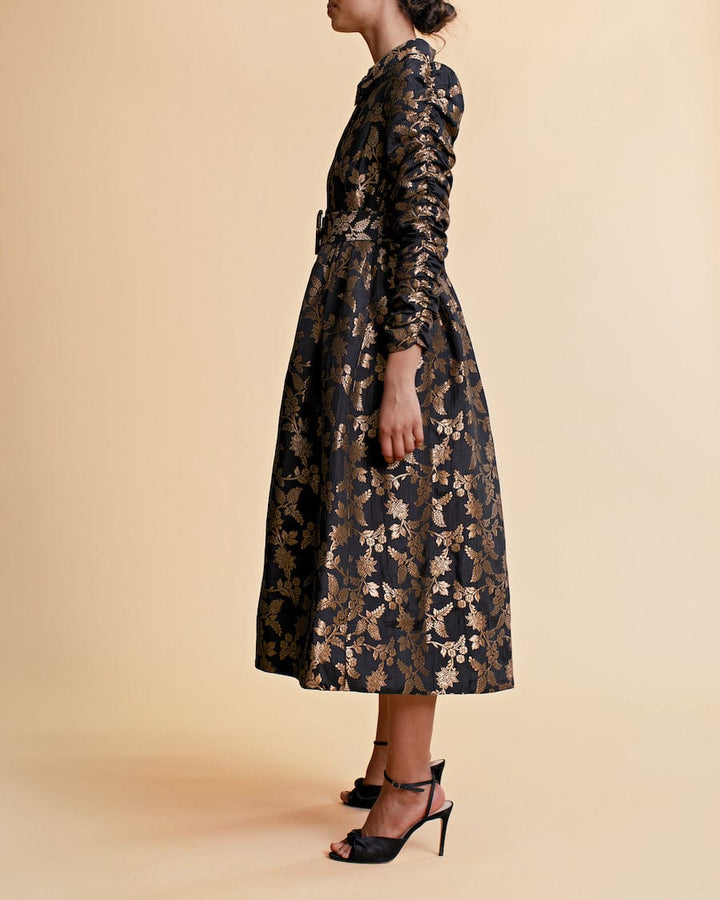 Brocade Button Down Dress Black | Kjoler | Smuk - Dameklær på nett