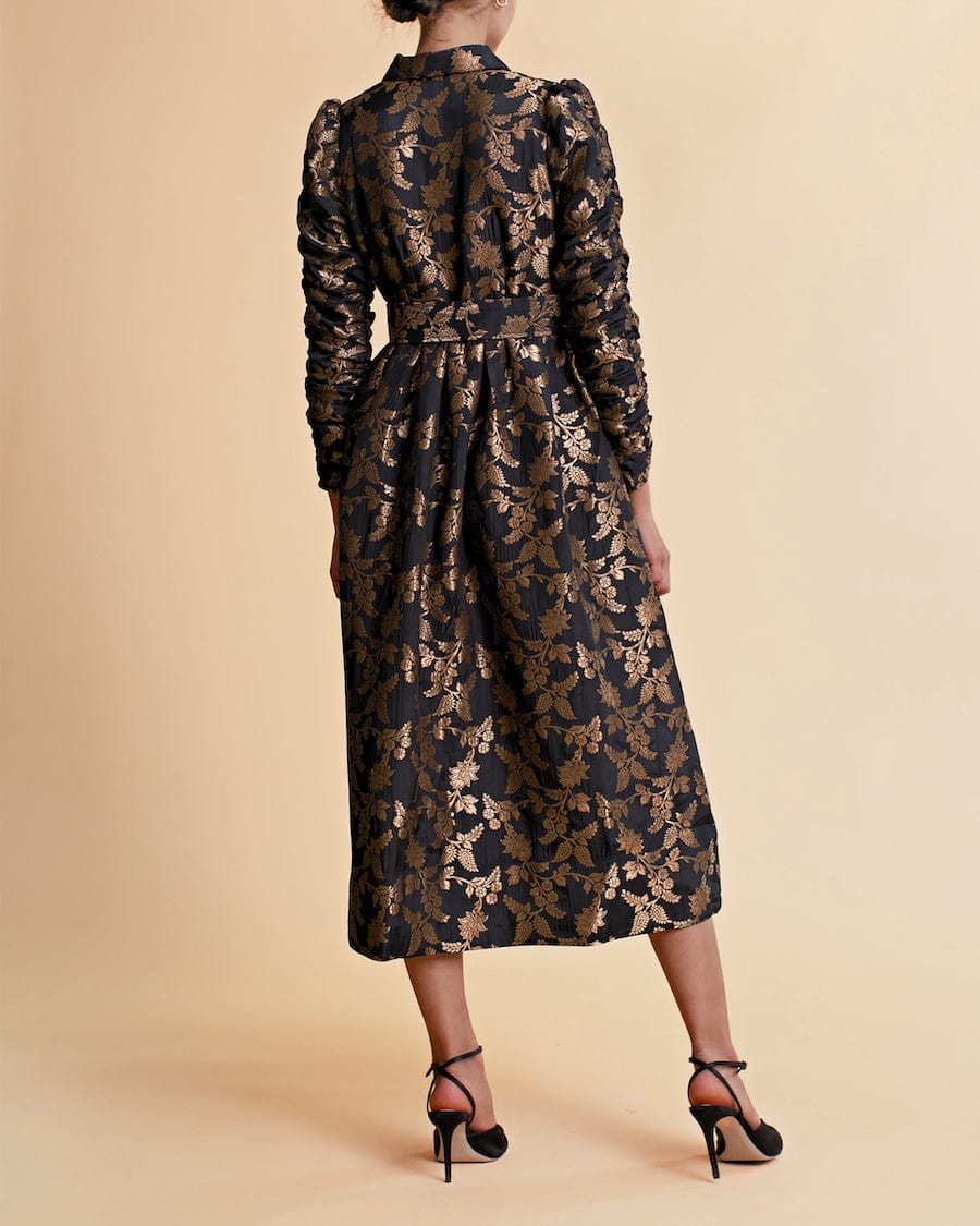 Brocade Button Down Dress Black | Kjoler | Smuk - Dameklær på nett
