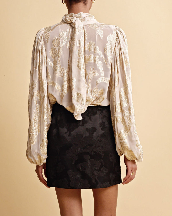 Brocade Georgette Blouse Off White | Skjorter og bluser | Smuk - Dameklær på nett