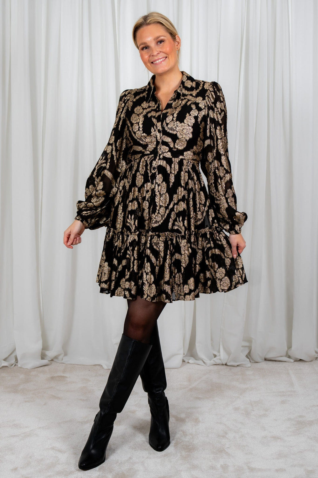 Brocade Georgette Shirt Dress Black | Kjoler | Smuk - Dameklær på nett