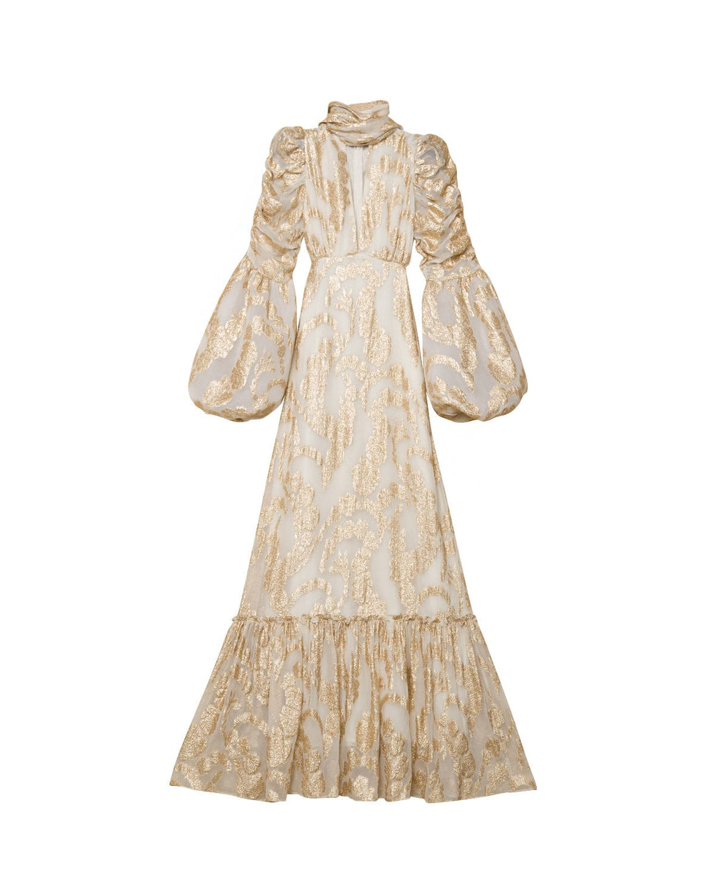 Brocade Georgette Tieband Dress Off White | Kjoler | Smuk - Dameklær på nett