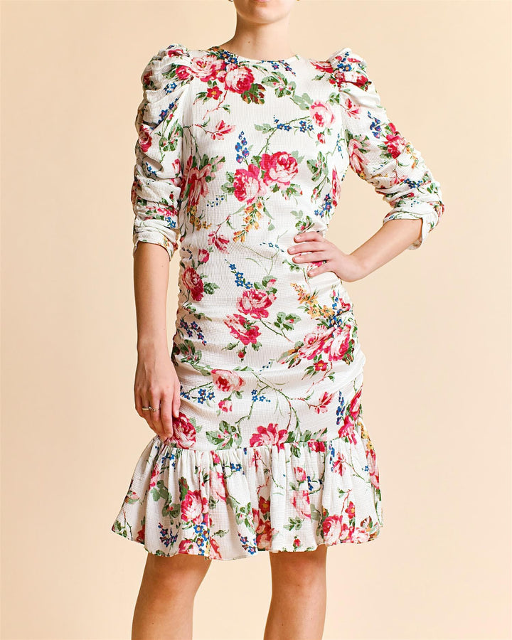 Bubble Satin Rouching Dress Flora | Kjoler | Smuk - Dameklær på nett